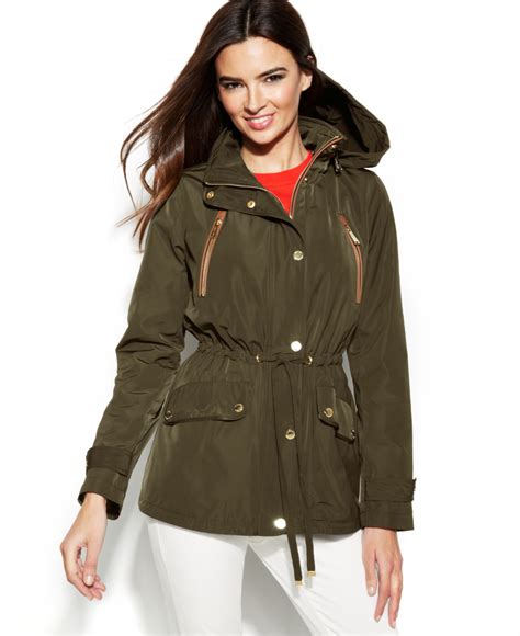 michael kors faux leather hooded jacket